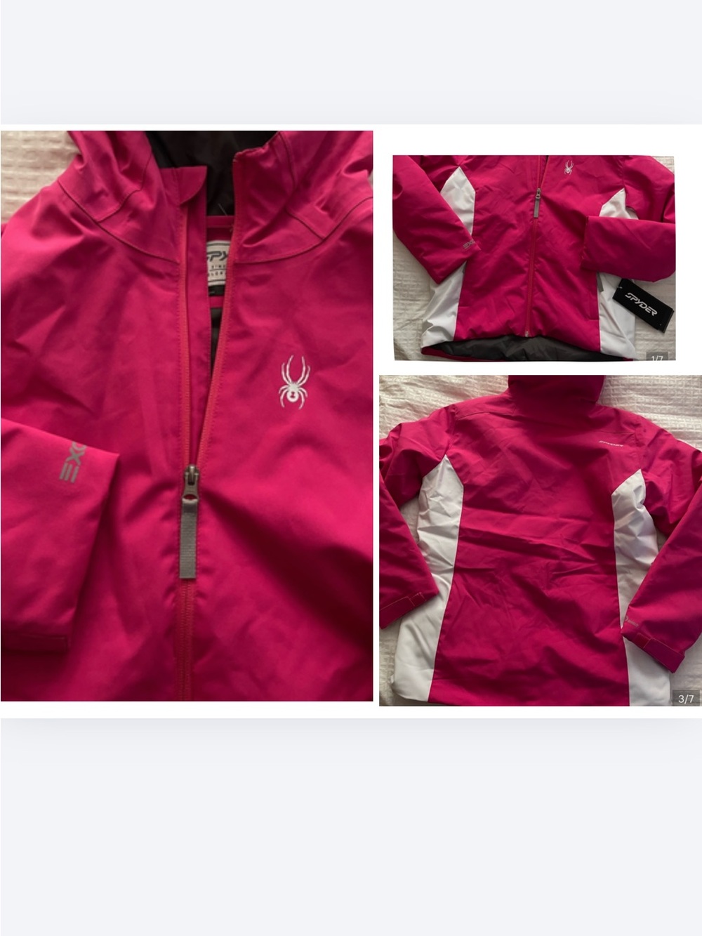 Spyder Girls Hot Pink Hooded Raincoat with White Accents